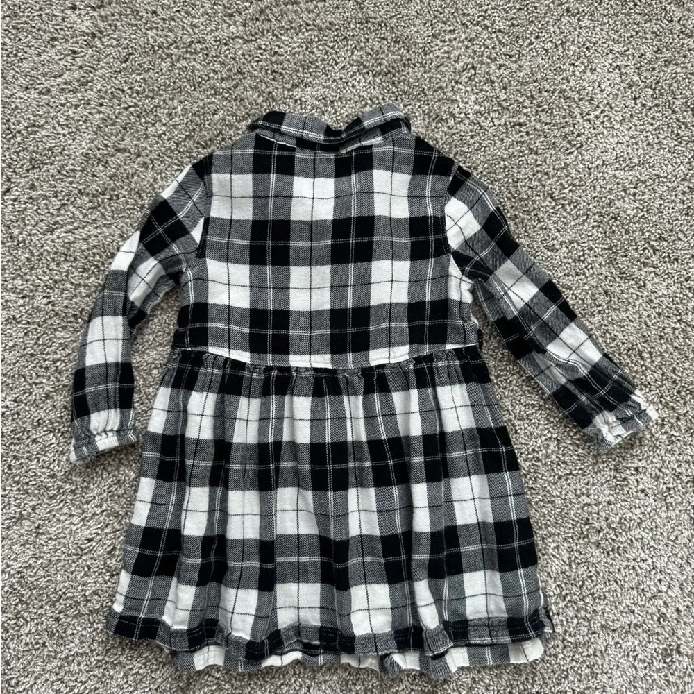 Old Navy Black & White Checkered Shirt  Dress Toddler Buffalo Plaid Dress 2T